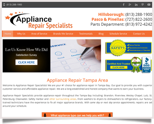 Appliance Repair Specialists Website